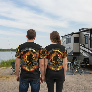 Fiery Bigfoot Fishing All Over Print Shirt