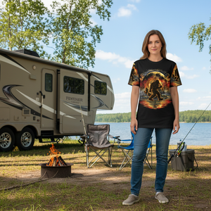 Fiery Bigfoot Fishing All Over Print Shirt