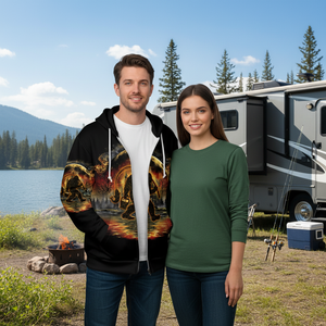 Fiery Bigfoot Fishing All Over Print Shirt