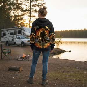 Fiery Bigfoot Fishing All Over Print Shirt