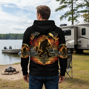 Fiery Bigfoot Fishing All Over Print Shirt