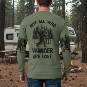 Not All Who Wander Are Lost Bigfoot Walking All Over Print Shirt