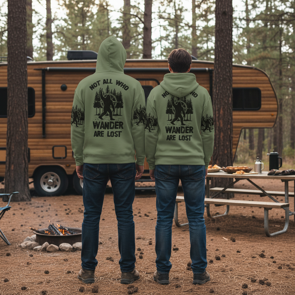 Not All Who Wander Are Lost Bigfoot Walking All Over Print Shirt