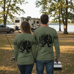 Forest Bigfoot Fishing All Over Print Shirt