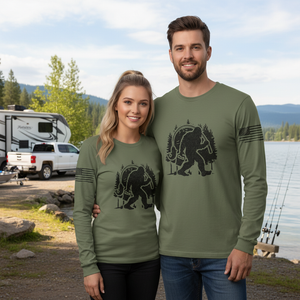 Forest Bigfoot Fishing All Over Print Shirt