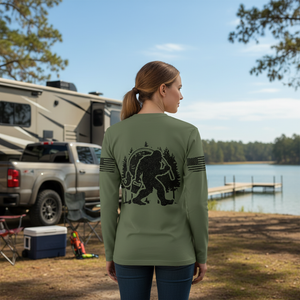 Forest Bigfoot Fishing All Over Print Shirt