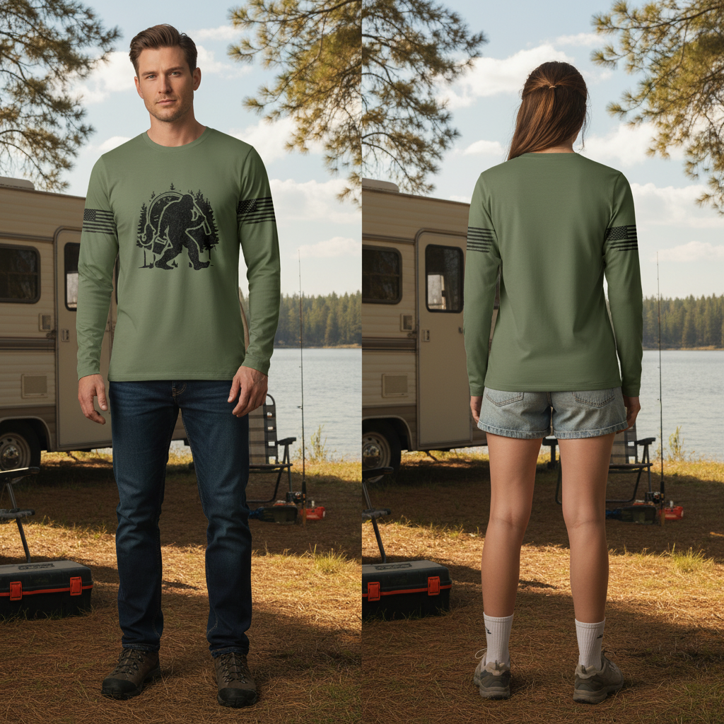 Forest Bigfoot Fishing All Over Print Shirt