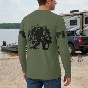 Forest Bigfoot Fishing All Over Print Shirt