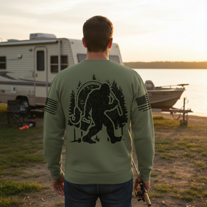 Forest Bigfoot Fishing All Over Print Shirt