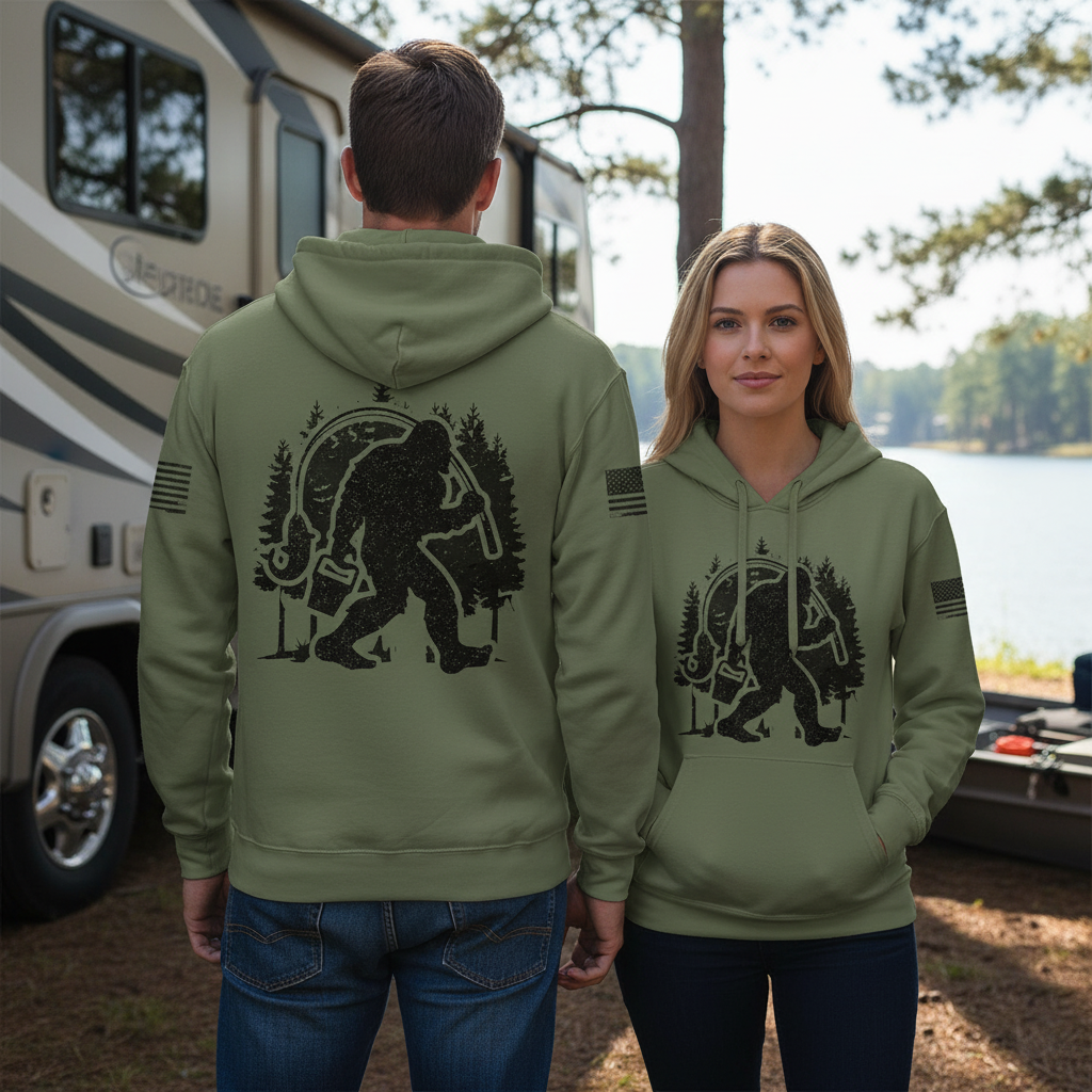 Forest Bigfoot Fishing All Over Print Shirt