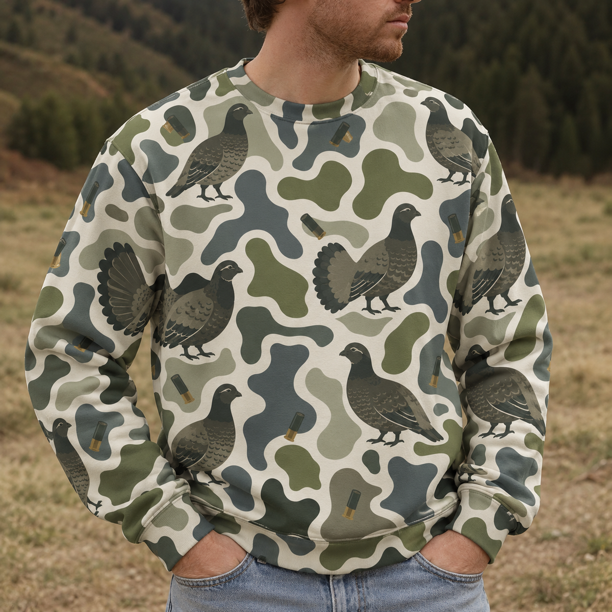 Grouse Camouflage Hunting Funny Pattern All Over Print