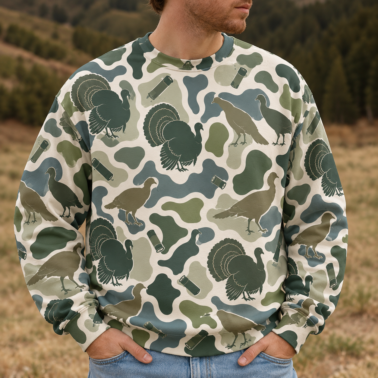 Turkey Camouflage Hunting Funny Pattern All Over Print