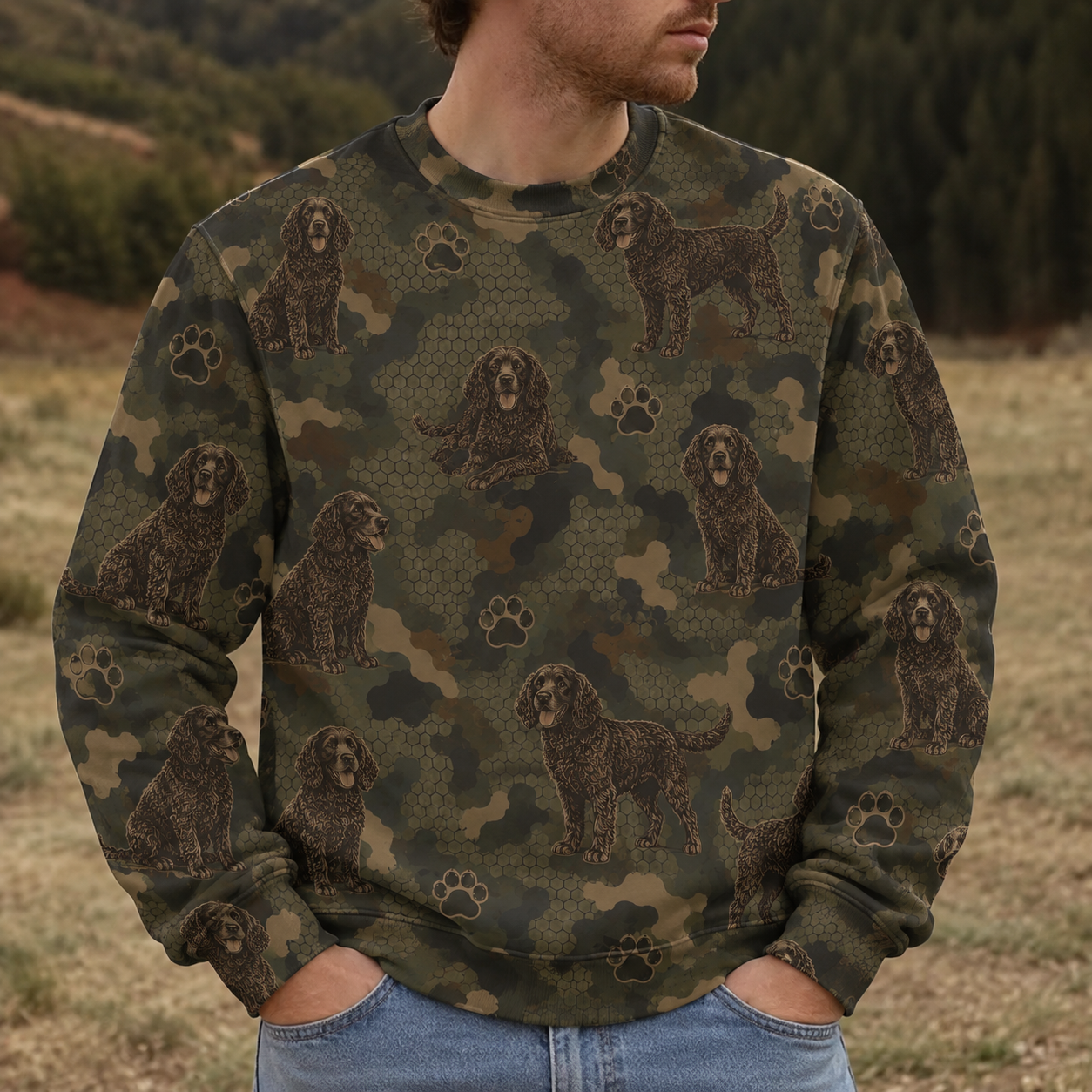 American Water Spaniel Camouflage All Over Print