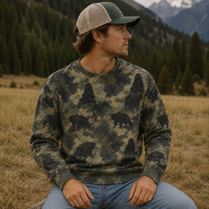 Black Bear Camouflage Graphic Pattern All Over Print Shirt