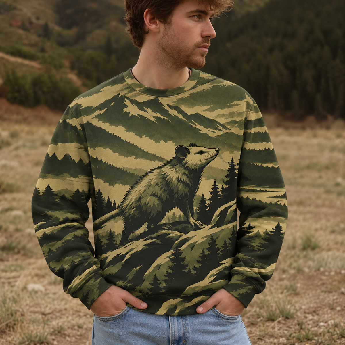 Opossum Mountain Peaks Camo All Over Print