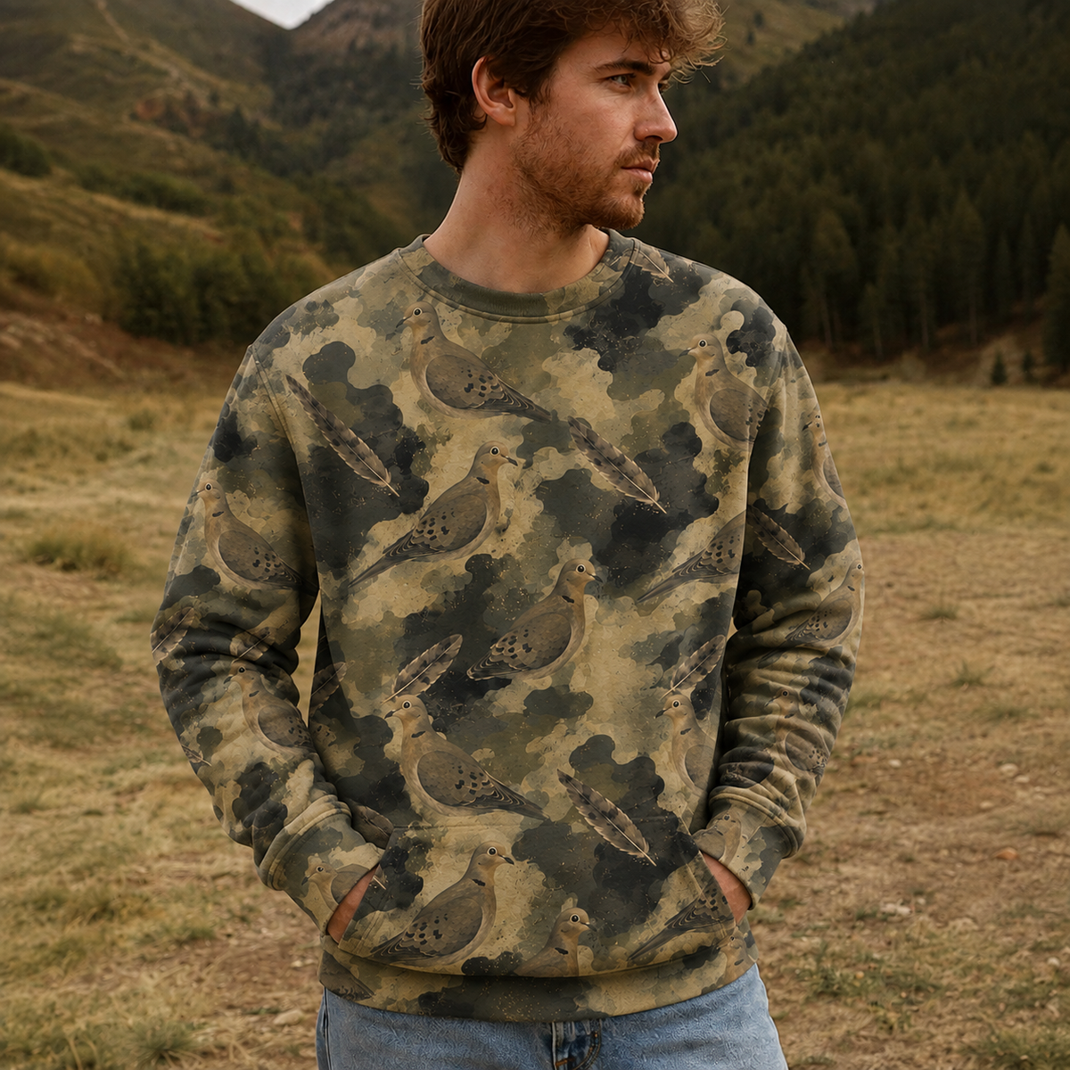 Dove Camouflage Graphic Pattern All Over Print Shirt