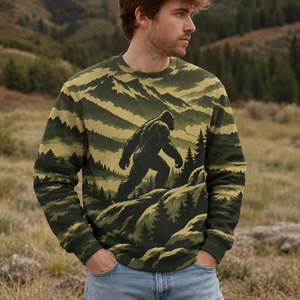 Bigfoot Hiking Mountain Peaks Camo All Over Print