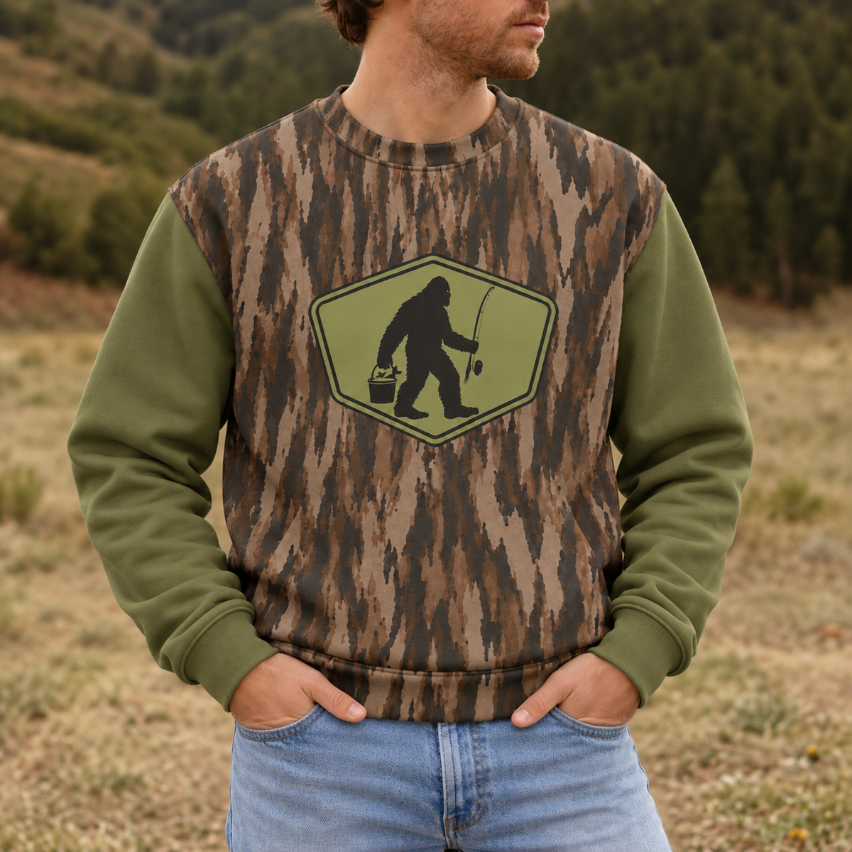 Bigfoot Fishing Camo All Over Print