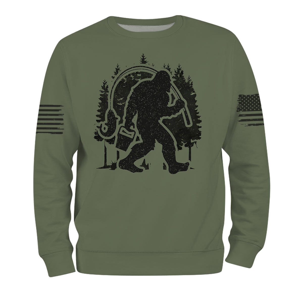 Forest Bigfoot Fishing All Over Print Shirt