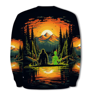 Bigfoot And Alien Fishing Night All Over Print Shirt