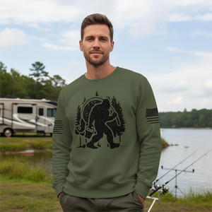 Forest Bigfoot Fishing All Over Print Shirt