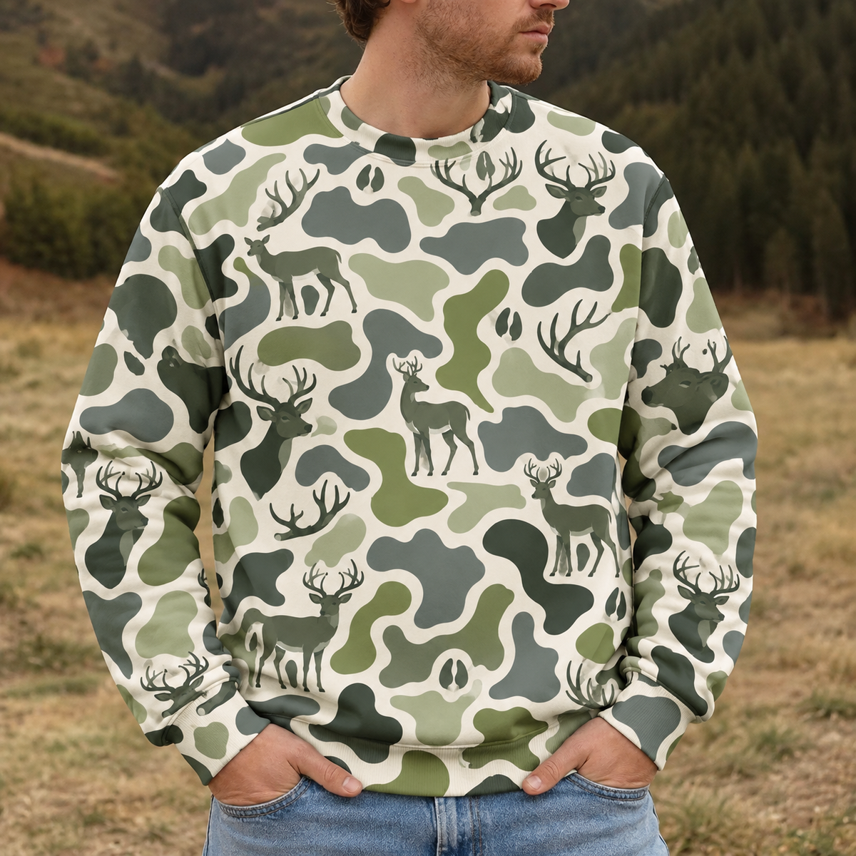 Deer Camouflage Hunting Funny Pattern All Over Print
