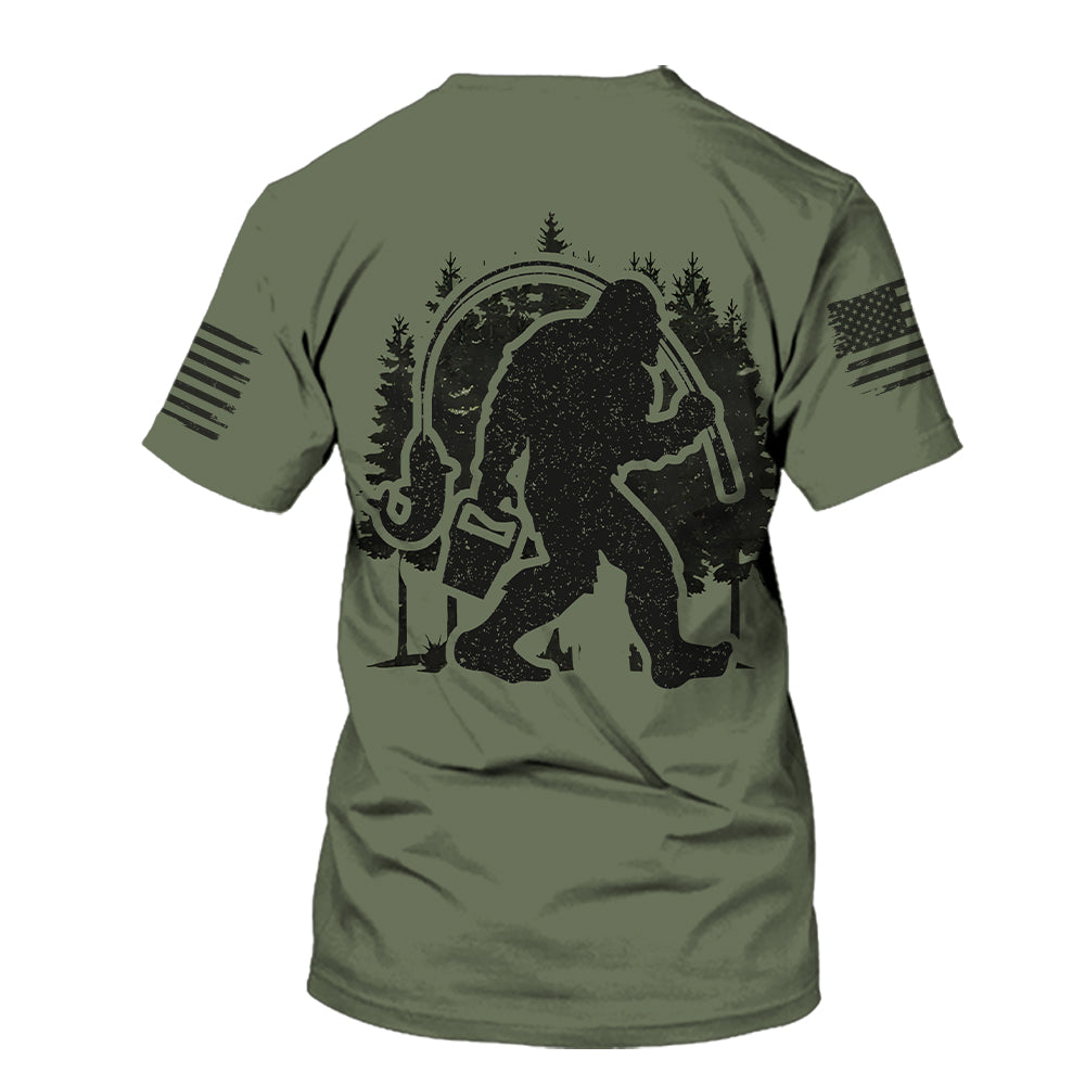 Forest Bigfoot Fishing All Over Print Shirt