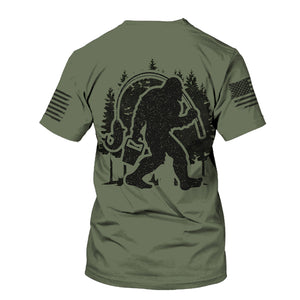 Forest Bigfoot Fishing All Over Print Shirt