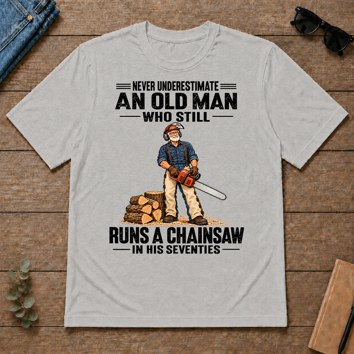 An Old Man Still Runs A Chainsaw In His 70s - ash - TS2D-Ash