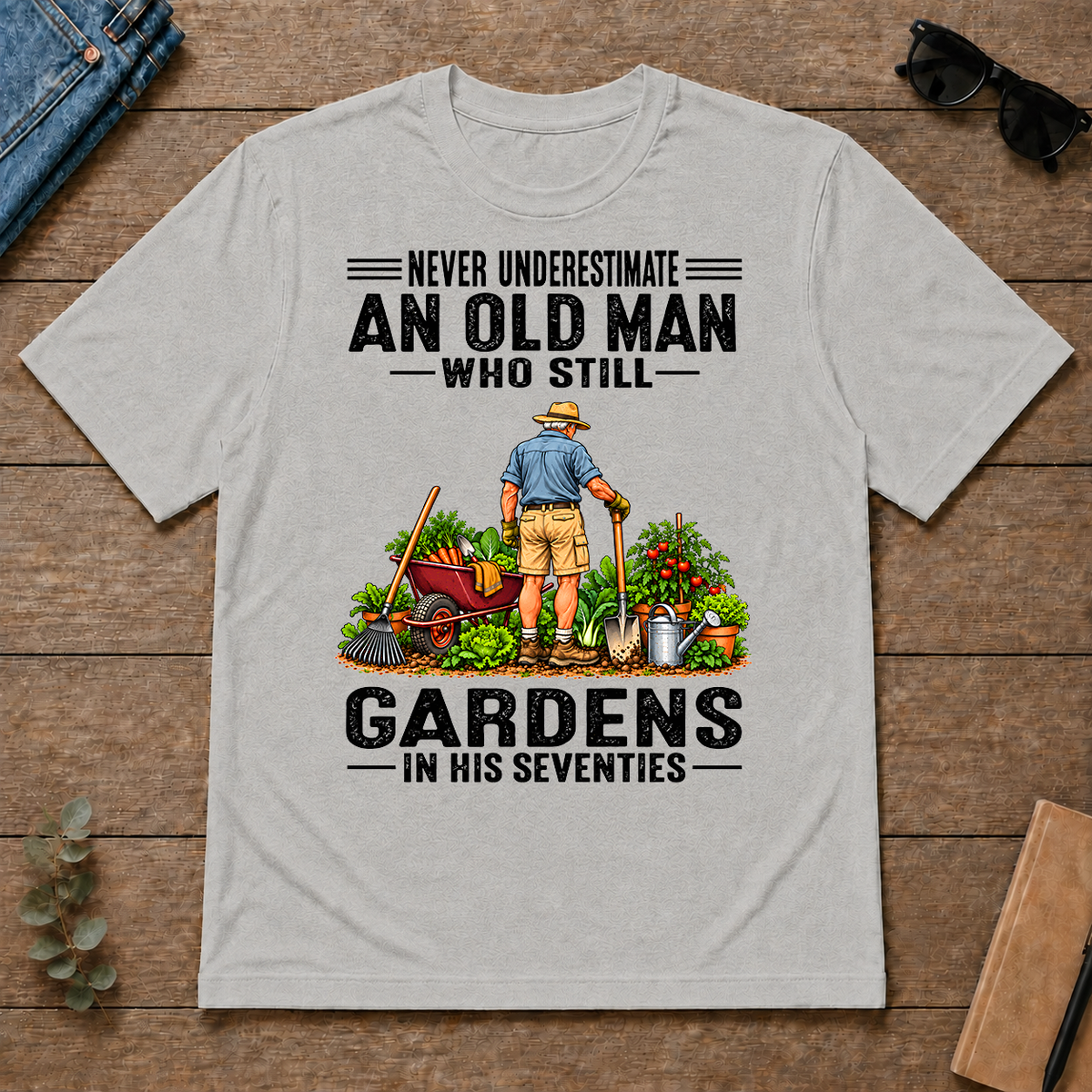 An Old Man Still Gardens In His 70s - ash - TS2D-Ash