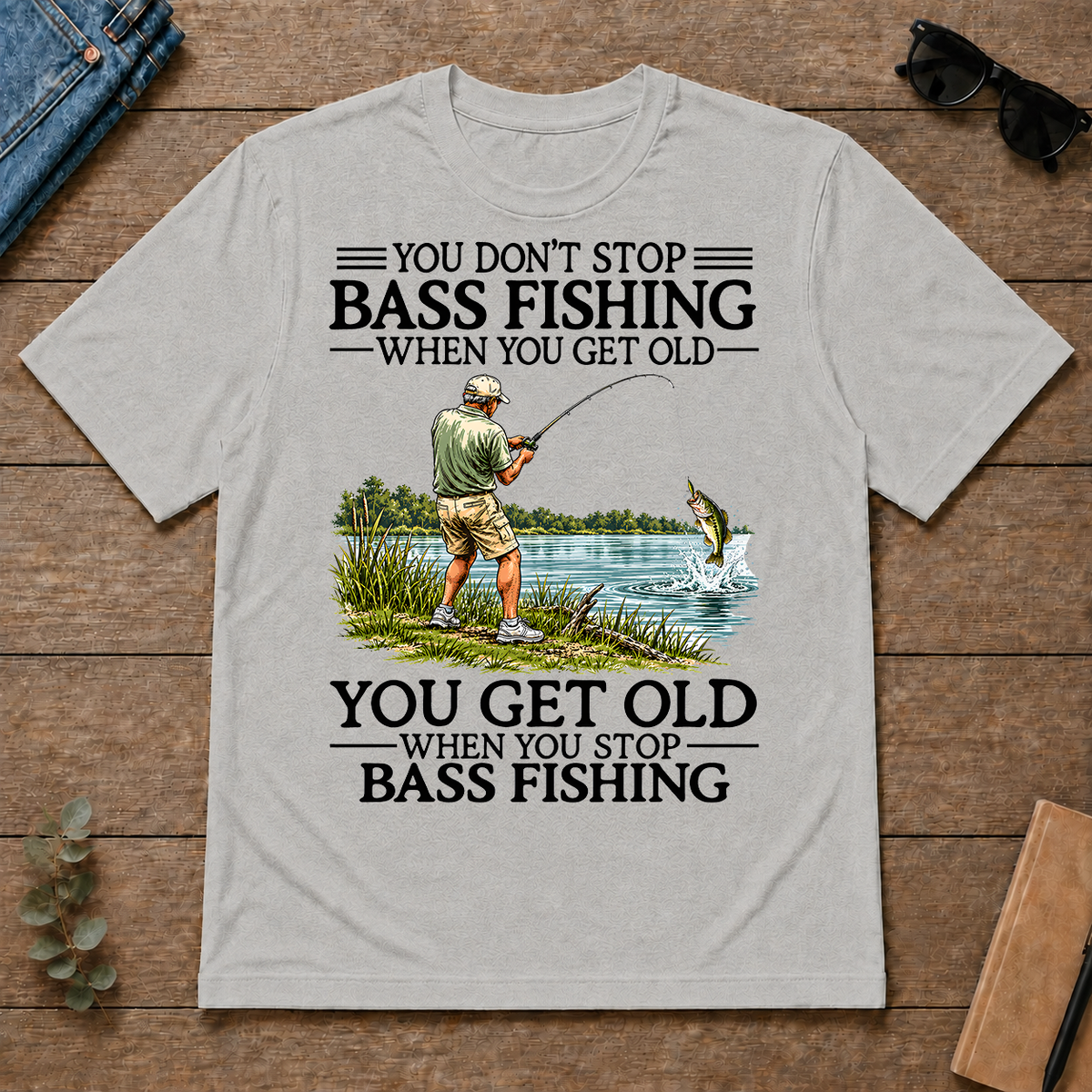Don't Stop Bass Fishing Vintage - ash - TS2D-Ash