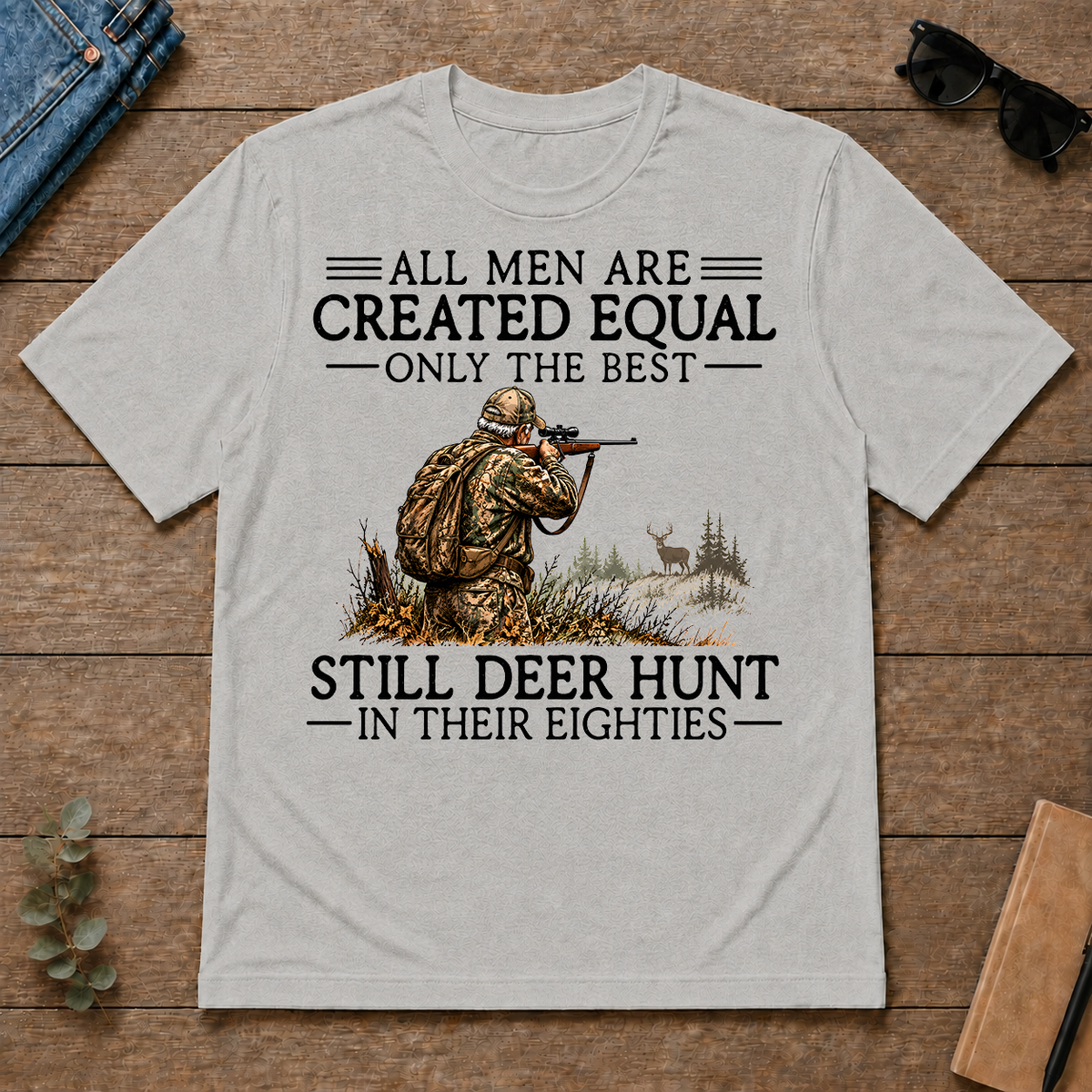 All Men Are Created Equal Deer Hunting 80s - ash - TS2D-Ash