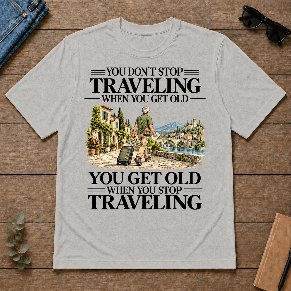 Don't Stop Traveling Vintage Art - ash - TS2D-Ash