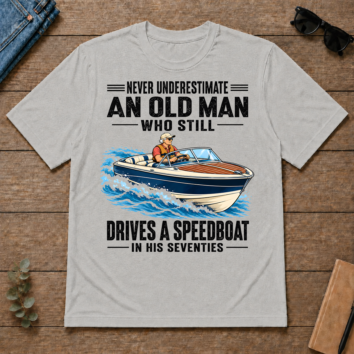 An Old Man Still Drives A Speedboat In His 70s - ash - TS2D-Ash