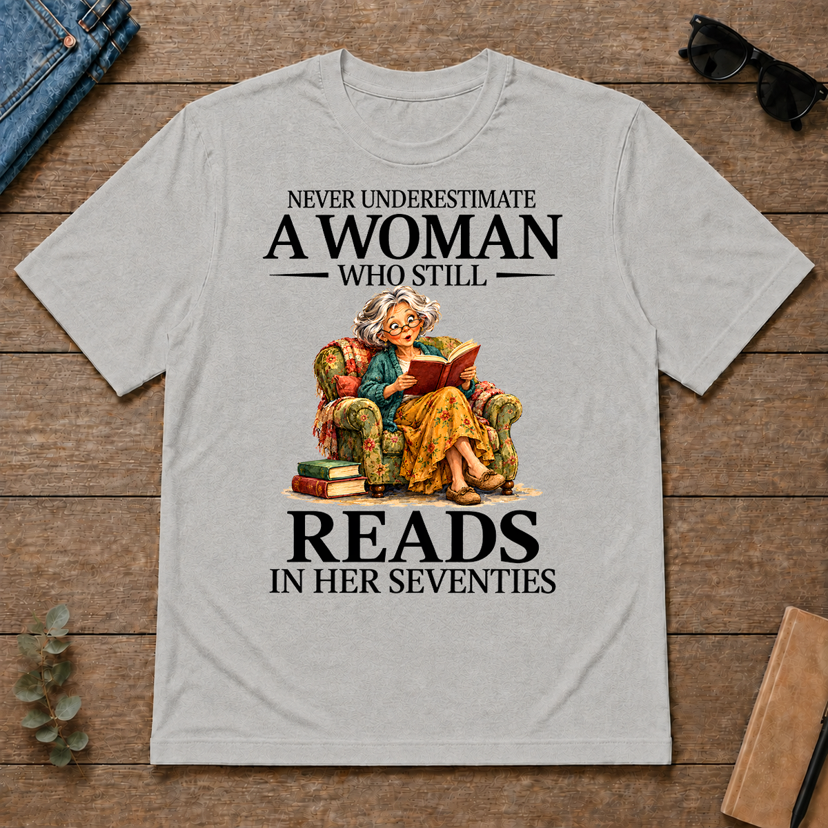Funny A Woman Still Reads In Her Seventies - ash - TS2D-Ash