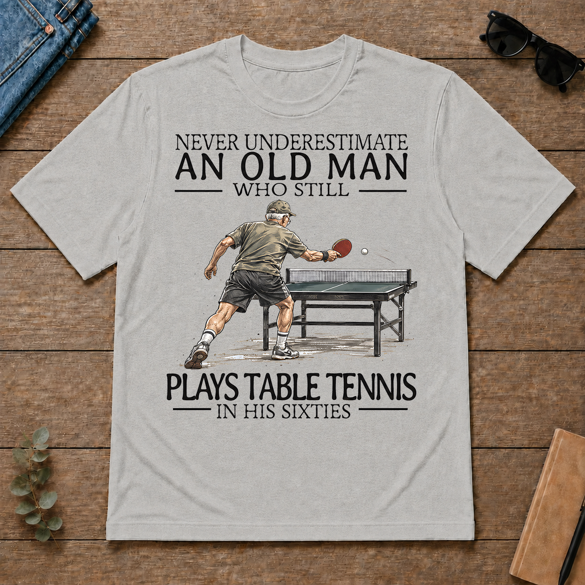 An Old Man Who Still Plays Table Tennis In His Sixties - ash - TS2D-Ash
