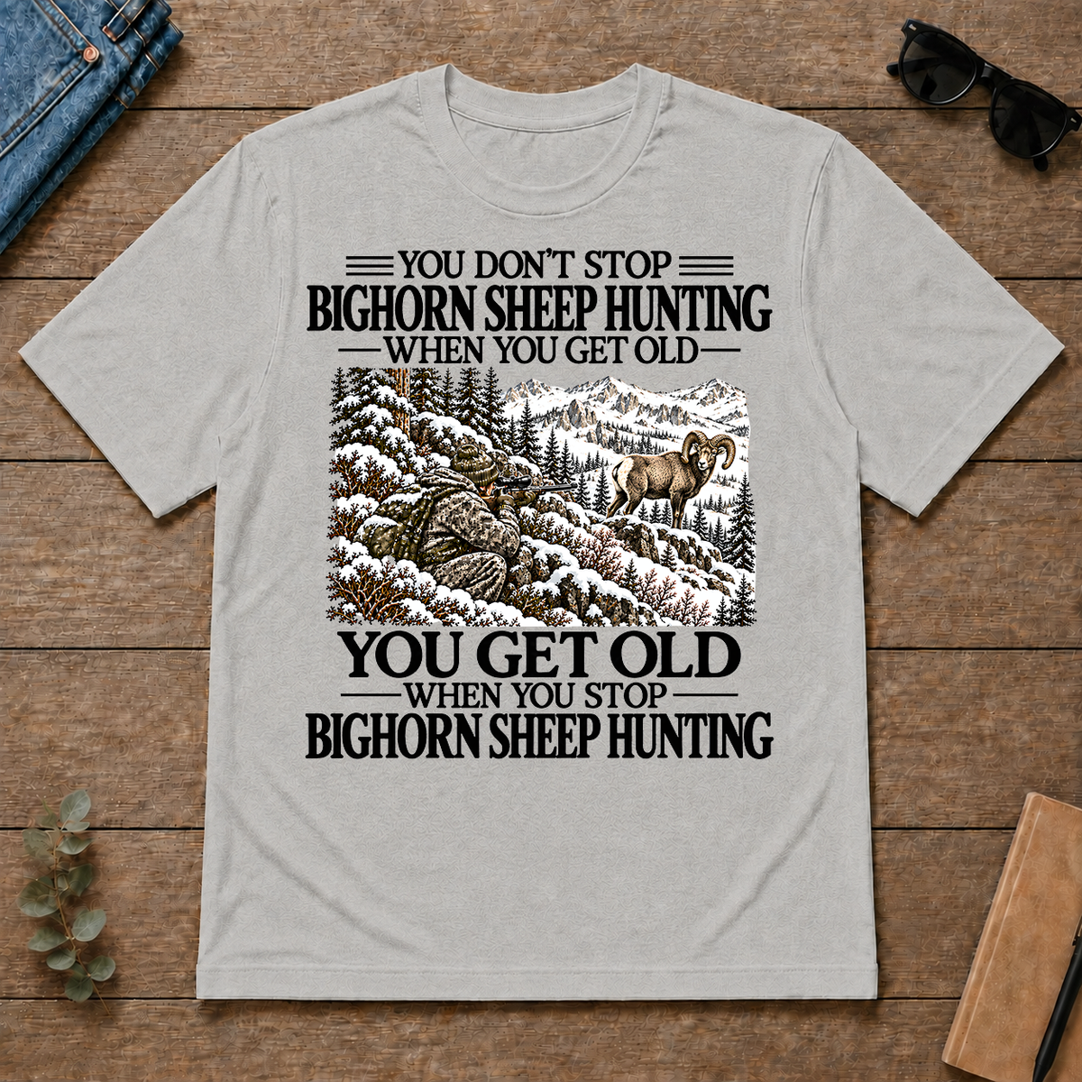 Don't Stop Bighorn Sheep Hunting Snow - ash - TS2D-Ash