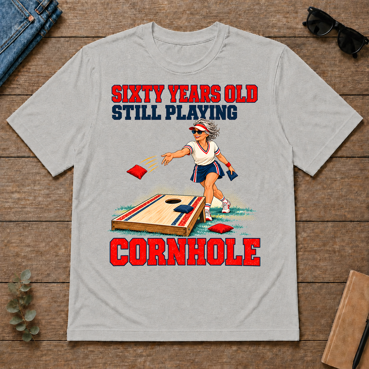 Sixty Years Old, Still Playing Cornhole - ash - TS2D-Ash