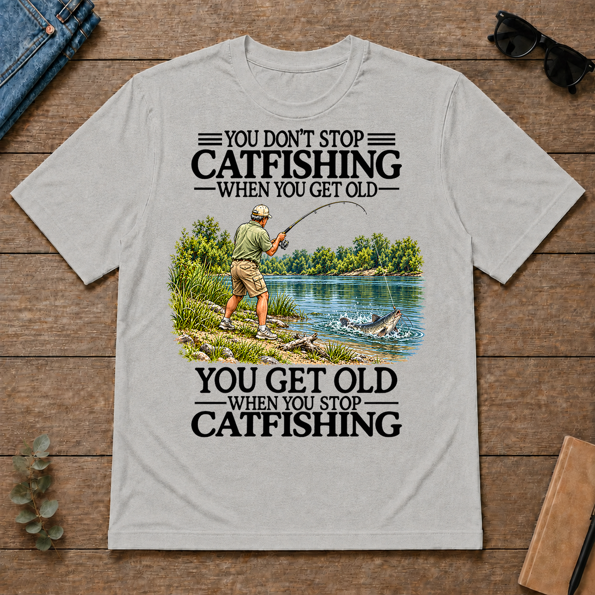 Don't Stop Cat Fishing Vintage - ash - TS2D-Ash