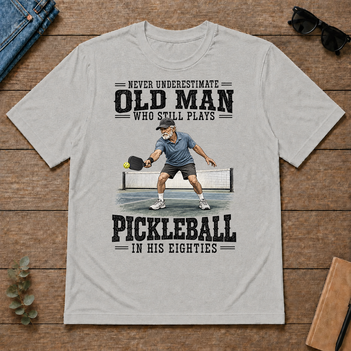 Old Man Plays Pickleball In His Eighties - ash - TS2D-Ash