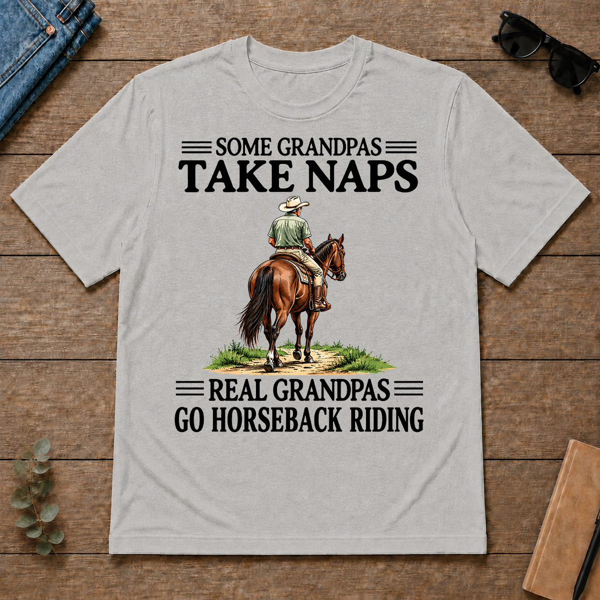 Real Grandpas Go Horseback Riding Vintage - ash - TS2D-Ash