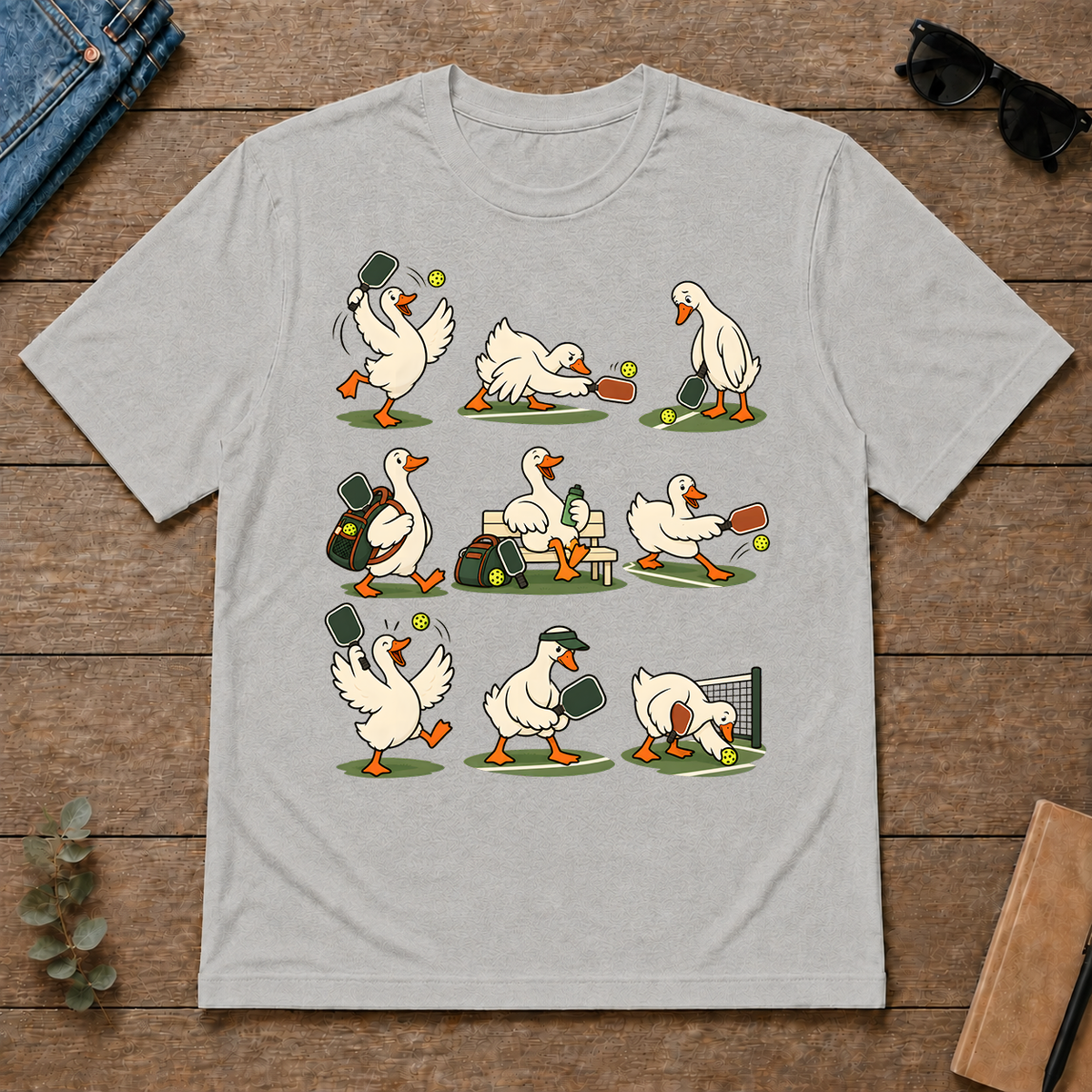 Funny Ducks Playing Pickleball - ash - TS2D-Ash