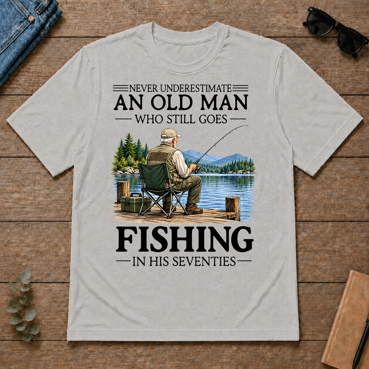An Old Man Who Still Goes Fishing In His Seventies - ash - TS2D-Ash