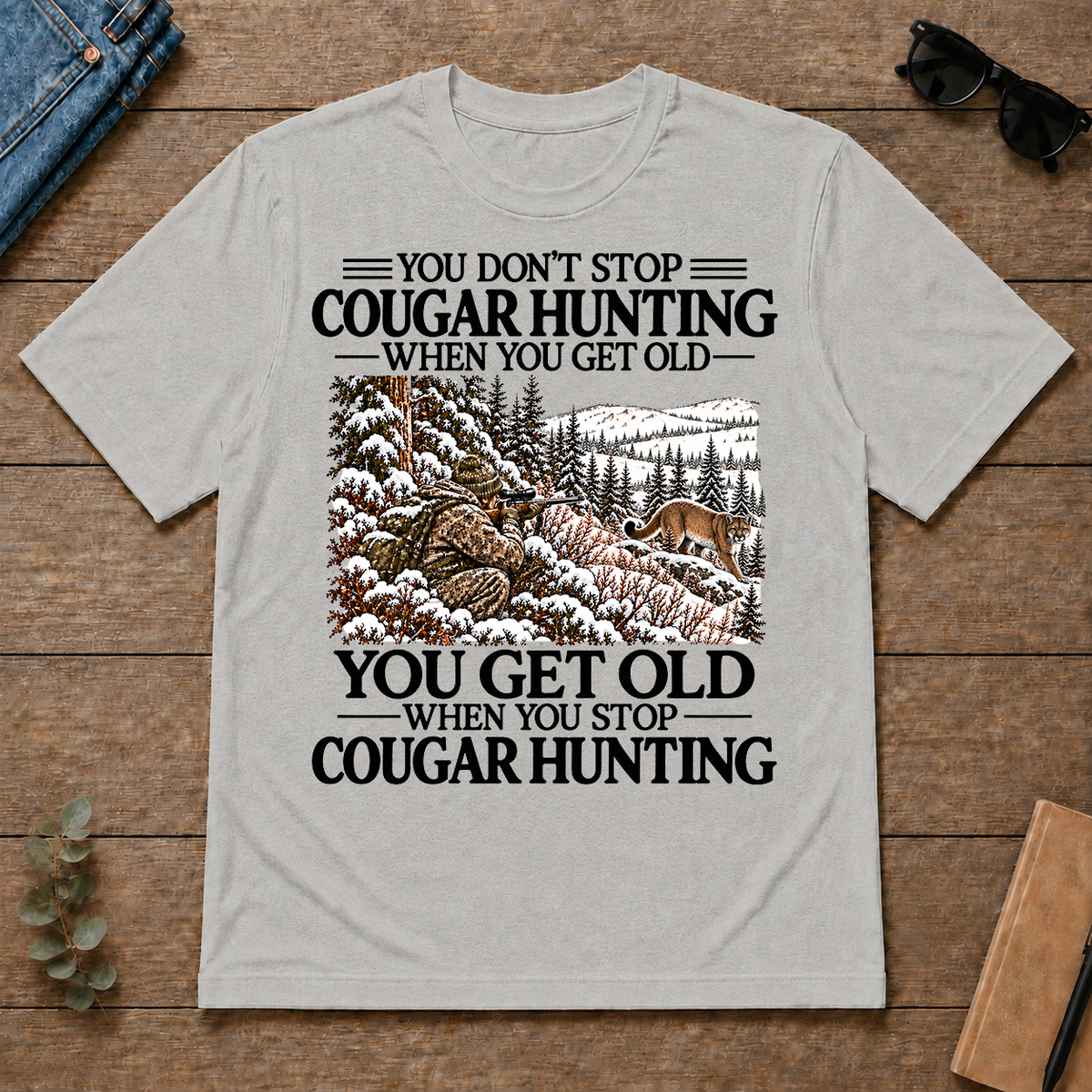 Don't Stop Mountain Lion Hunting Snow - ash - TS2D-Ash