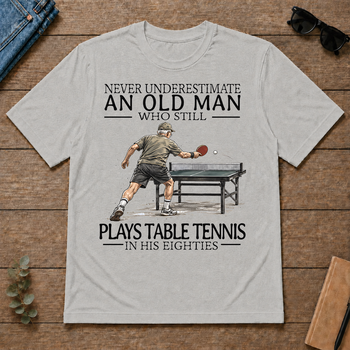 An Old Man Who Still Plays Table Tennis In His Eighties - ash - TS2D-Ash