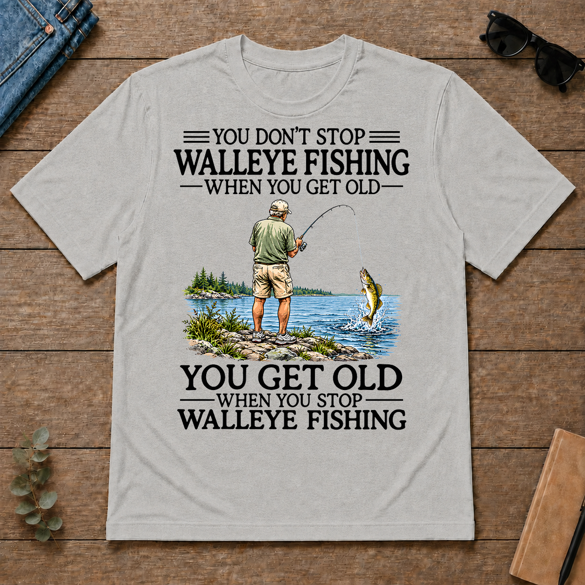 Don't Stop Walleye Fishing Vintage - ash - TS2D-Ash