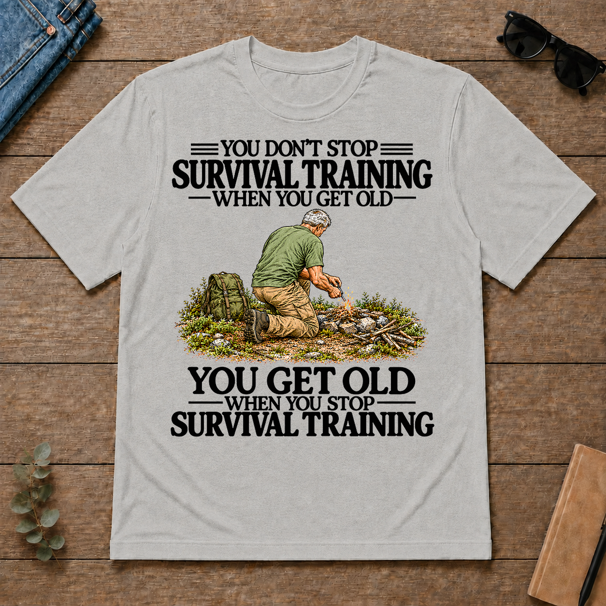 Don't Stop Survival Training Vintage Art - ash - TS2D-Ash