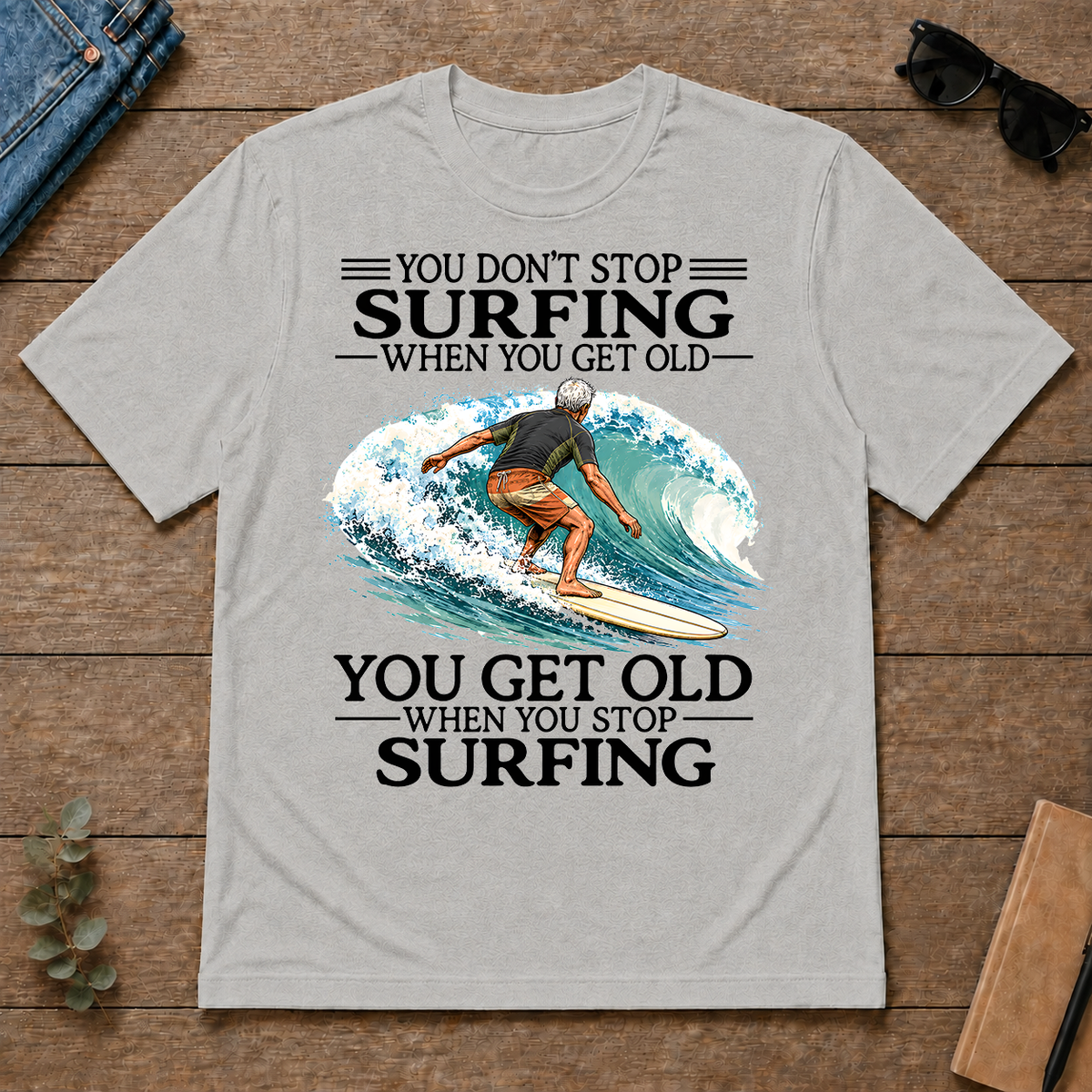 Don't Stop Surfing Vintage Art - ash - TS2D-Ash