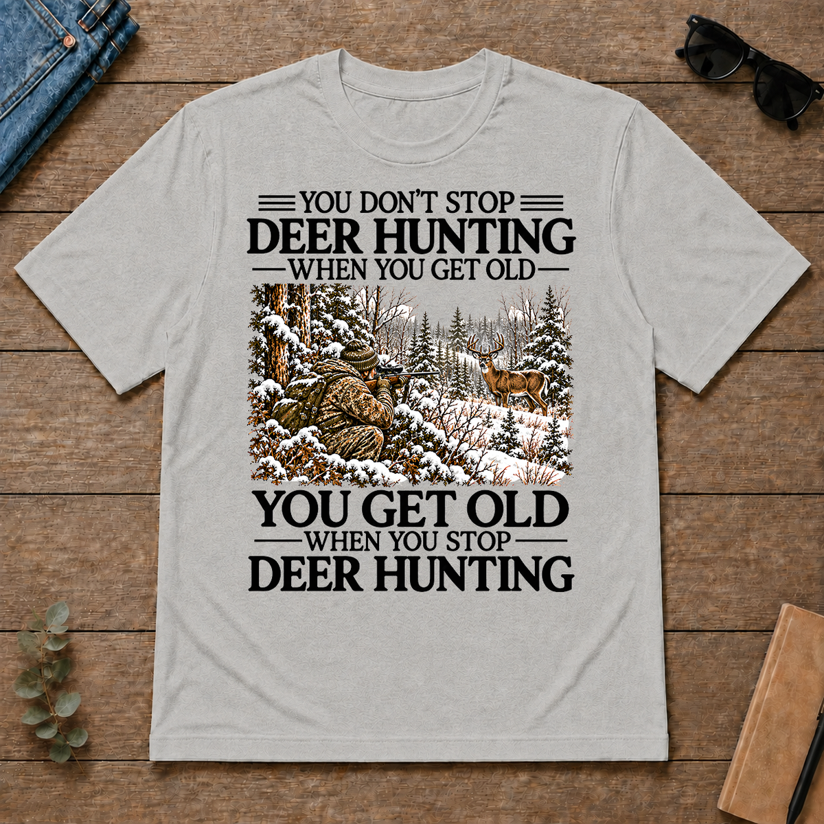 Don't Stop Whitetail Deer Hunting Snow - ash - TS2D-Ash