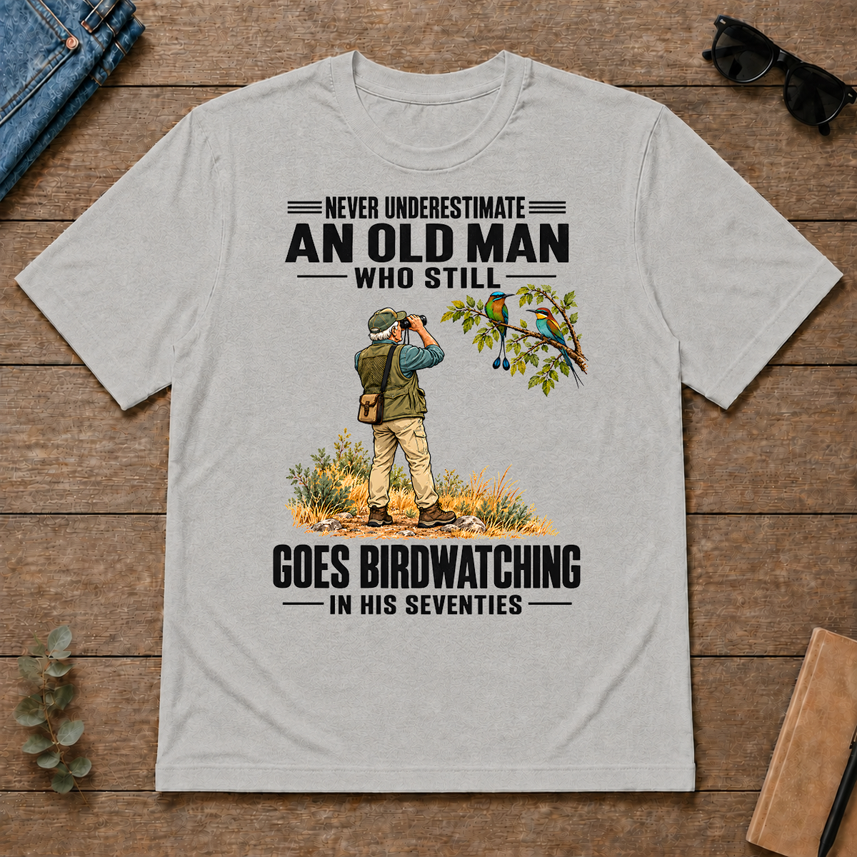 An Old Man Still Goes Birdwatching In His 70s - ash - TS2D-Ash